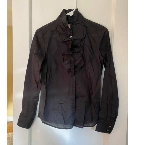 black ruffled tuxedo shirt